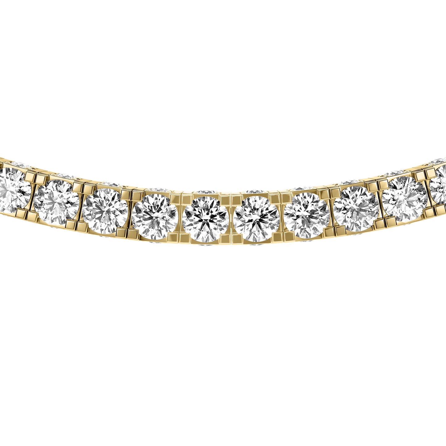 Round Cut Lab Grown Diamond Tennis Necklace in Yellow Gold