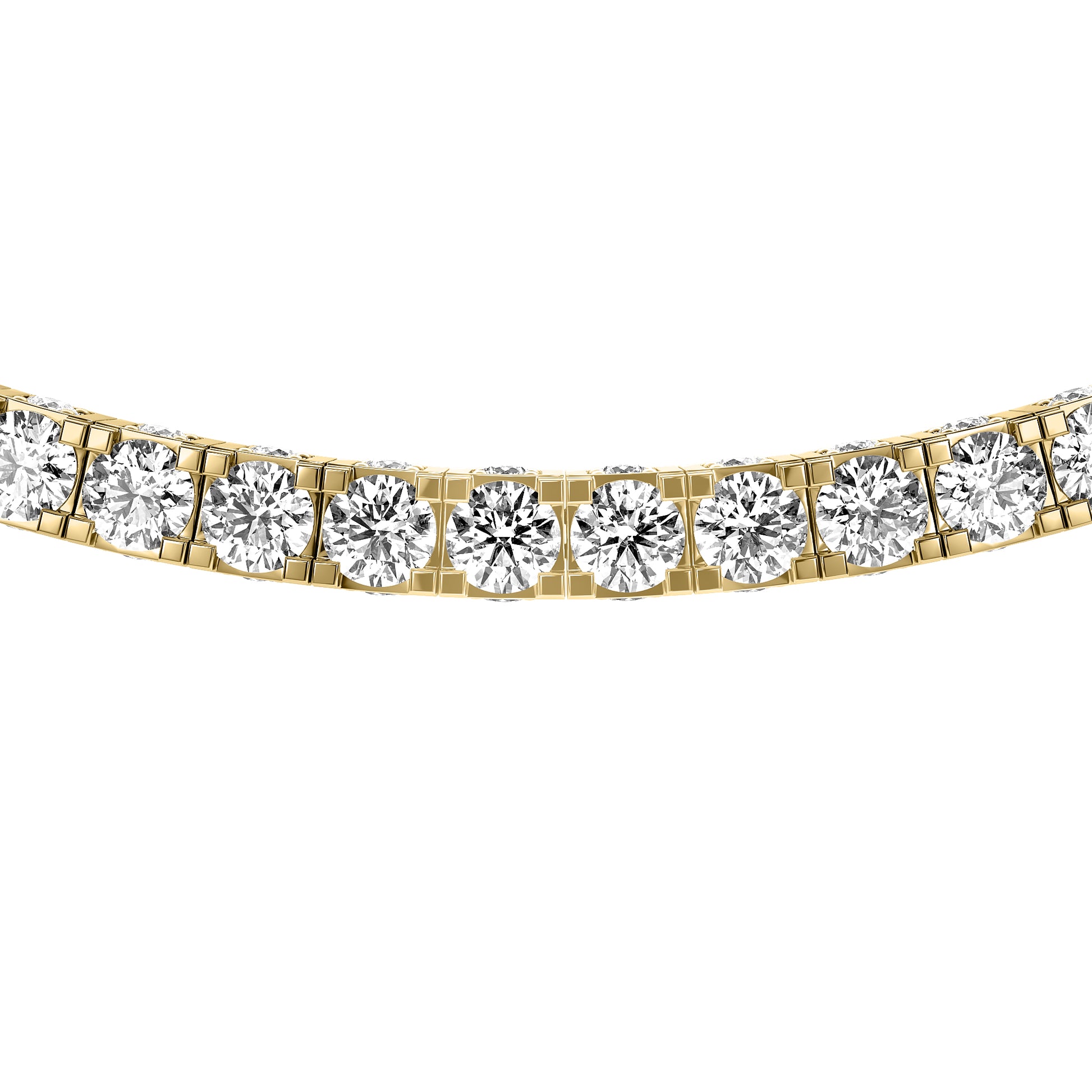 Round Cut Lab Grown Diamond Tennis Necklace in Yellow Gold