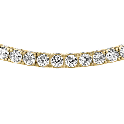 Round Cut Lab Grown Diamond Tennis Necklace in Yellow Gold