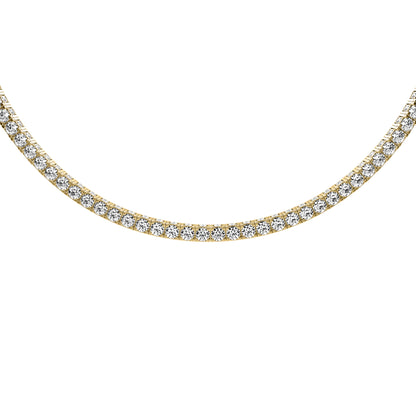 Round Cut Lab Grown Diamond Tennis Necklace in Yellow Gold