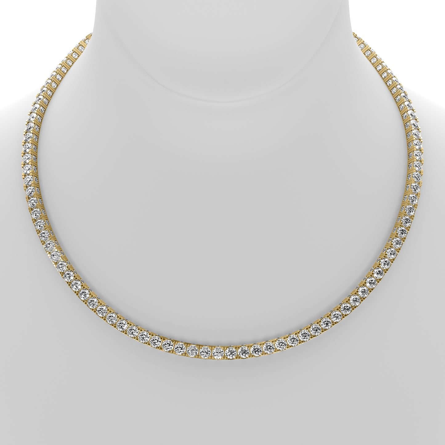 Round Cut Lab Grown Diamond Tennis Necklace in Yellow Gold