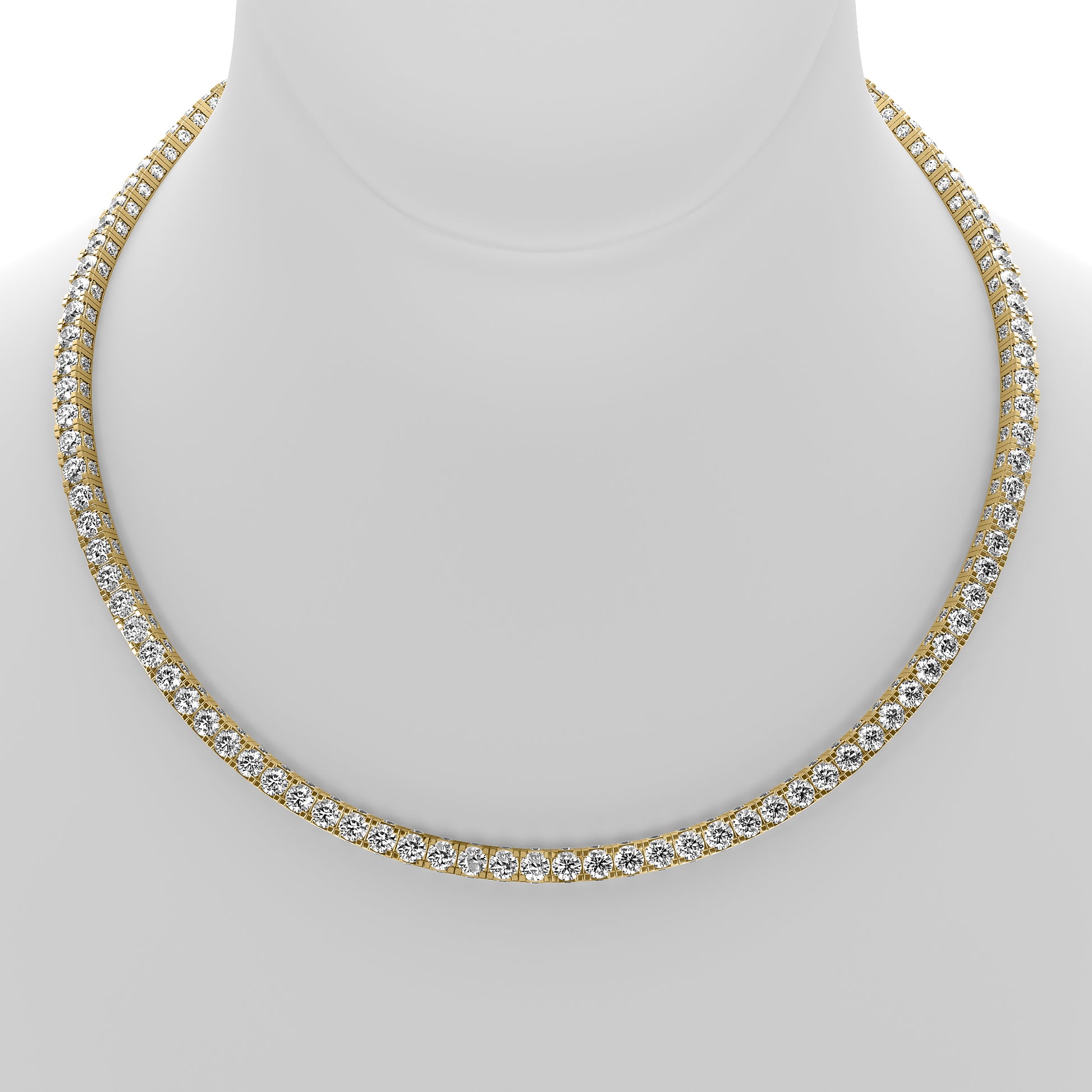 Round Cut Lab Grown Diamond Tennis Necklace in Yellow Gold