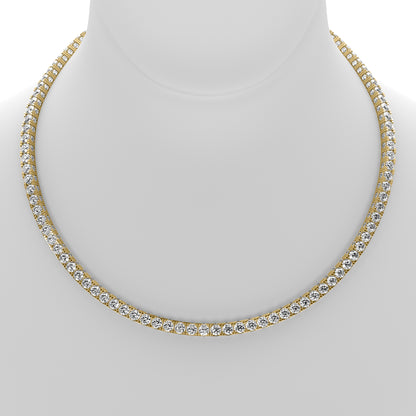 Round Cut Lab Grown Diamond Tennis Necklace in Yellow Gold