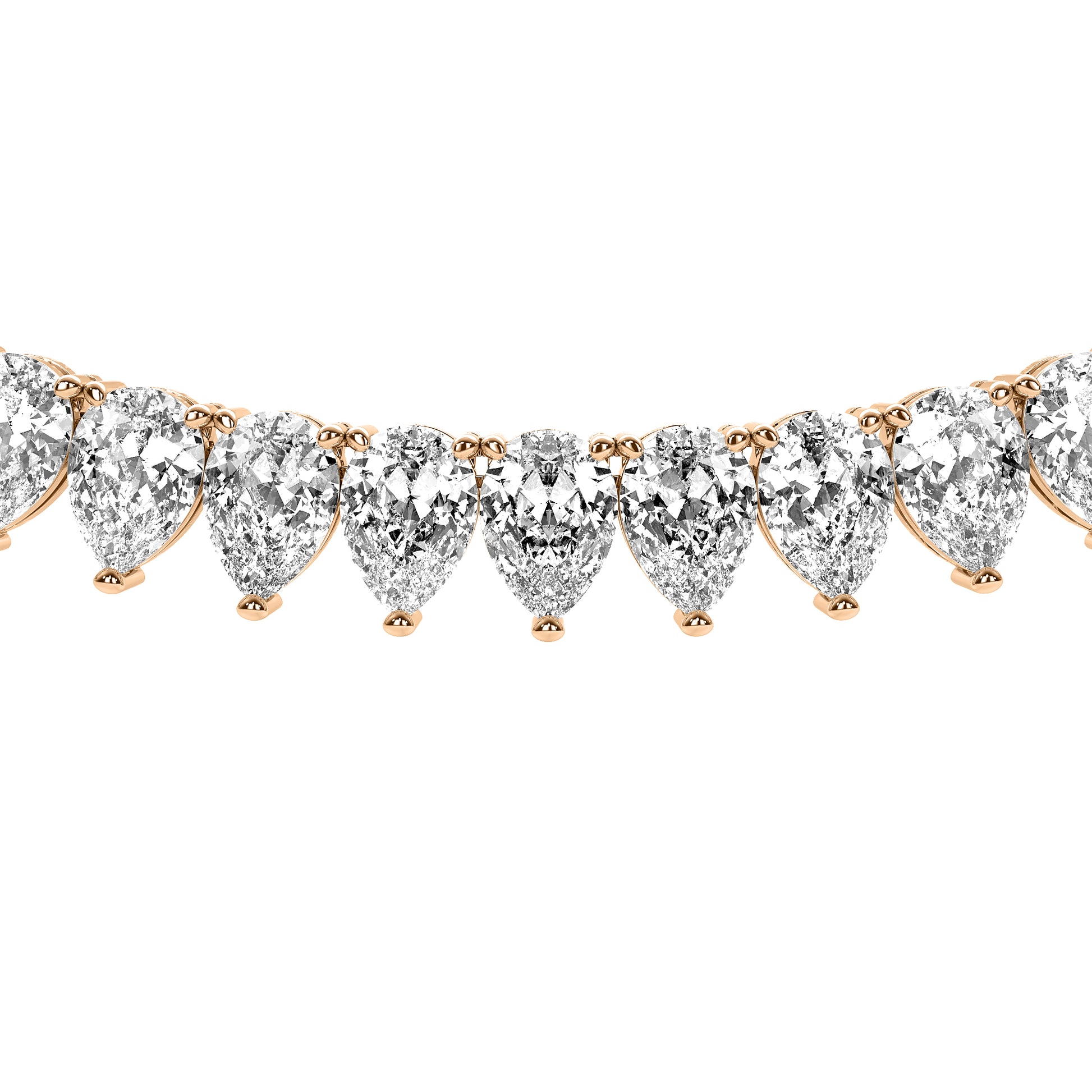 Pear Cut Lab Grown Diamond Tennis Necklace in Rose Gold