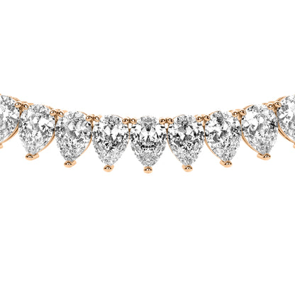 Pear Cut Lab Grown Diamond Tennis Necklace in Rose Gold