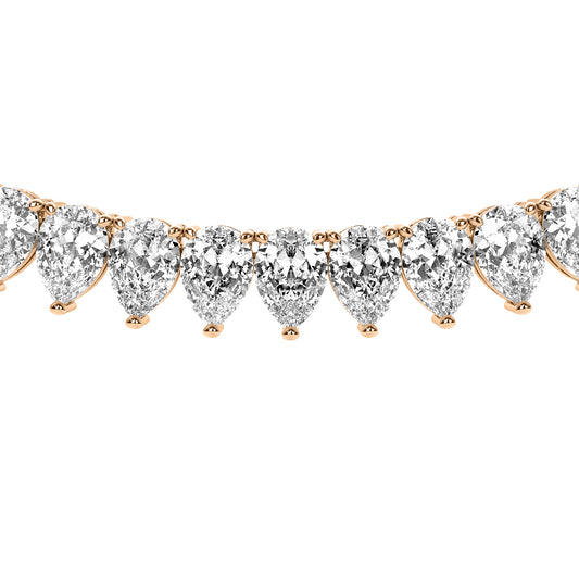 Pear Cut Lab Grown Diamond Tennis Necklace in Rose Gold