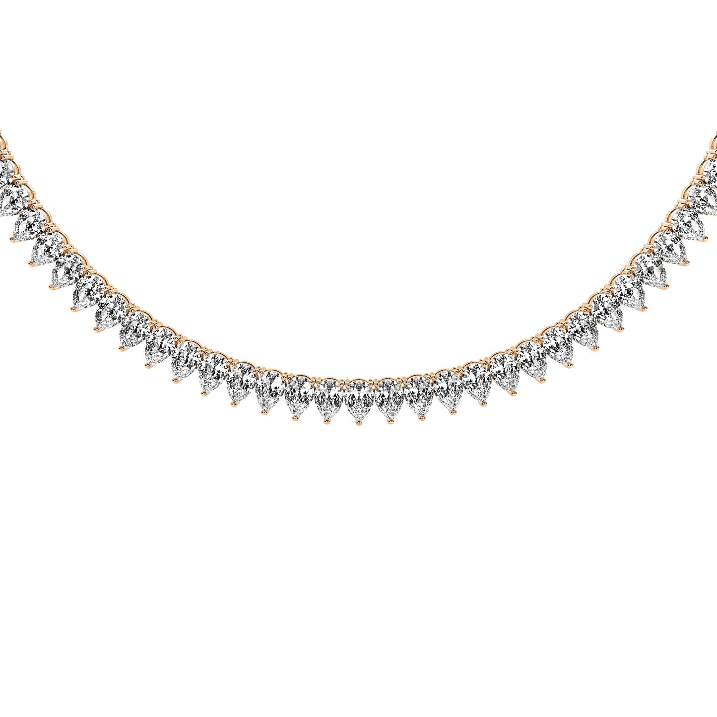 Pear Cut Lab Grown Diamond Tennis Necklace in Rose Gold