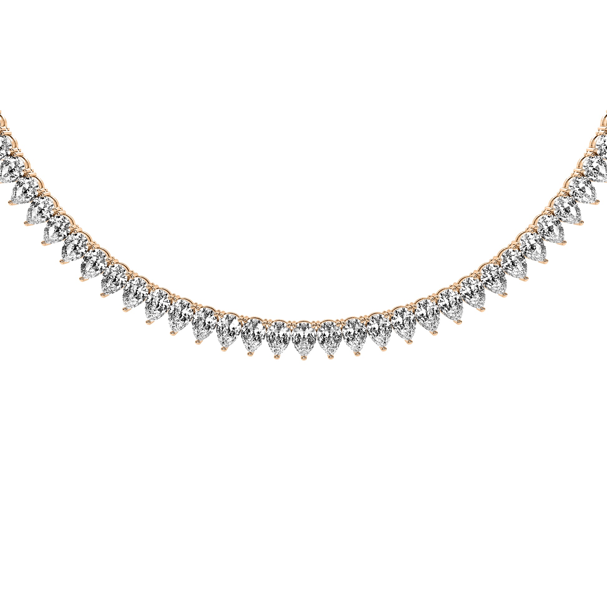 Pear Cut Lab Grown Diamond Tennis Necklace in Rose Gold
