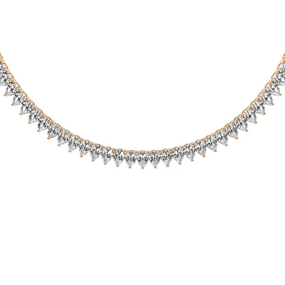 Pear Cut Lab Grown Diamond Tennis Necklace in Rose Gold