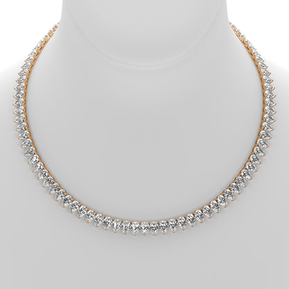 Pear Cut Lab Grown Diamond Tennis Necklace in Rose Gold