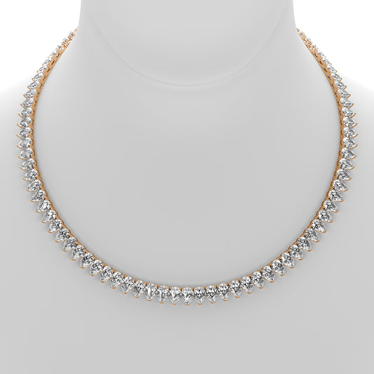 Pear Cut Lab Grown Diamond Tennis Necklace in Rose Gold