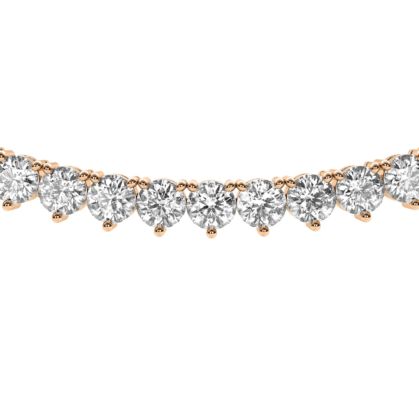 Round Cut Lab Grown Diamond Tennis Necklace in Rose Gold
