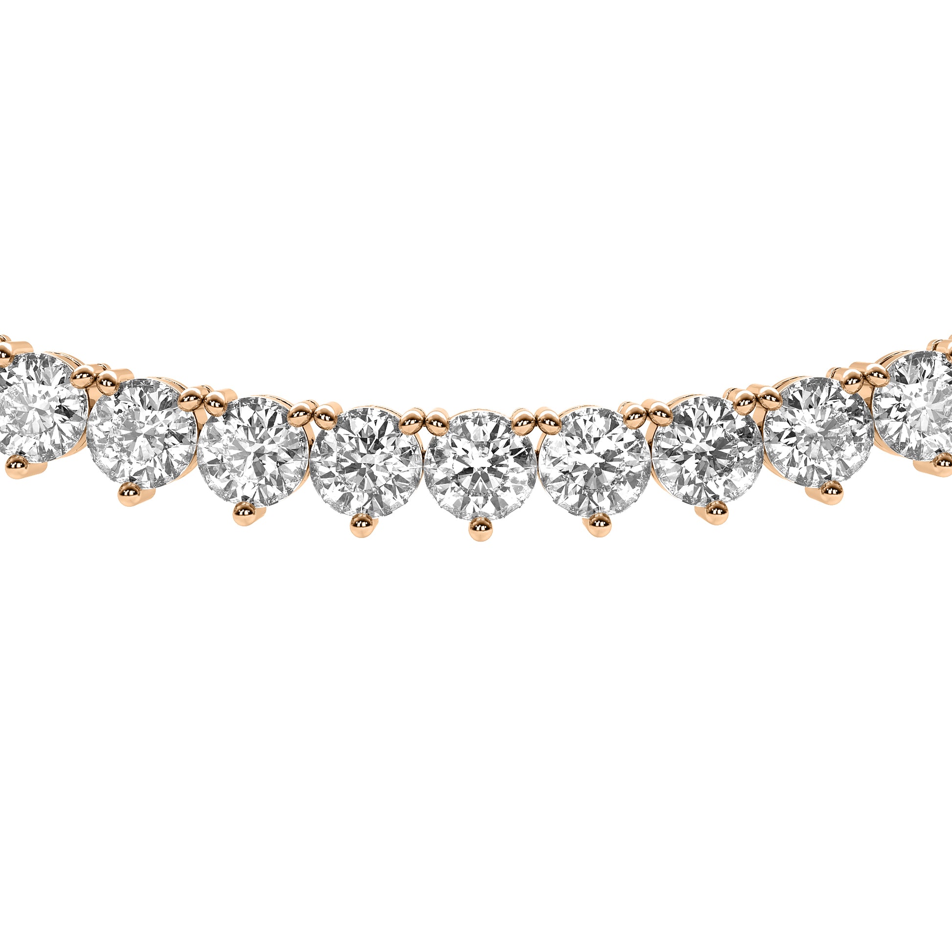 Round Cut Lab Grown Diamond Tennis Necklace in Rose Gold