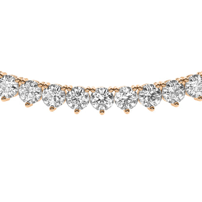Round Cut Lab Grown Diamond Tennis Necklace in Rose Gold