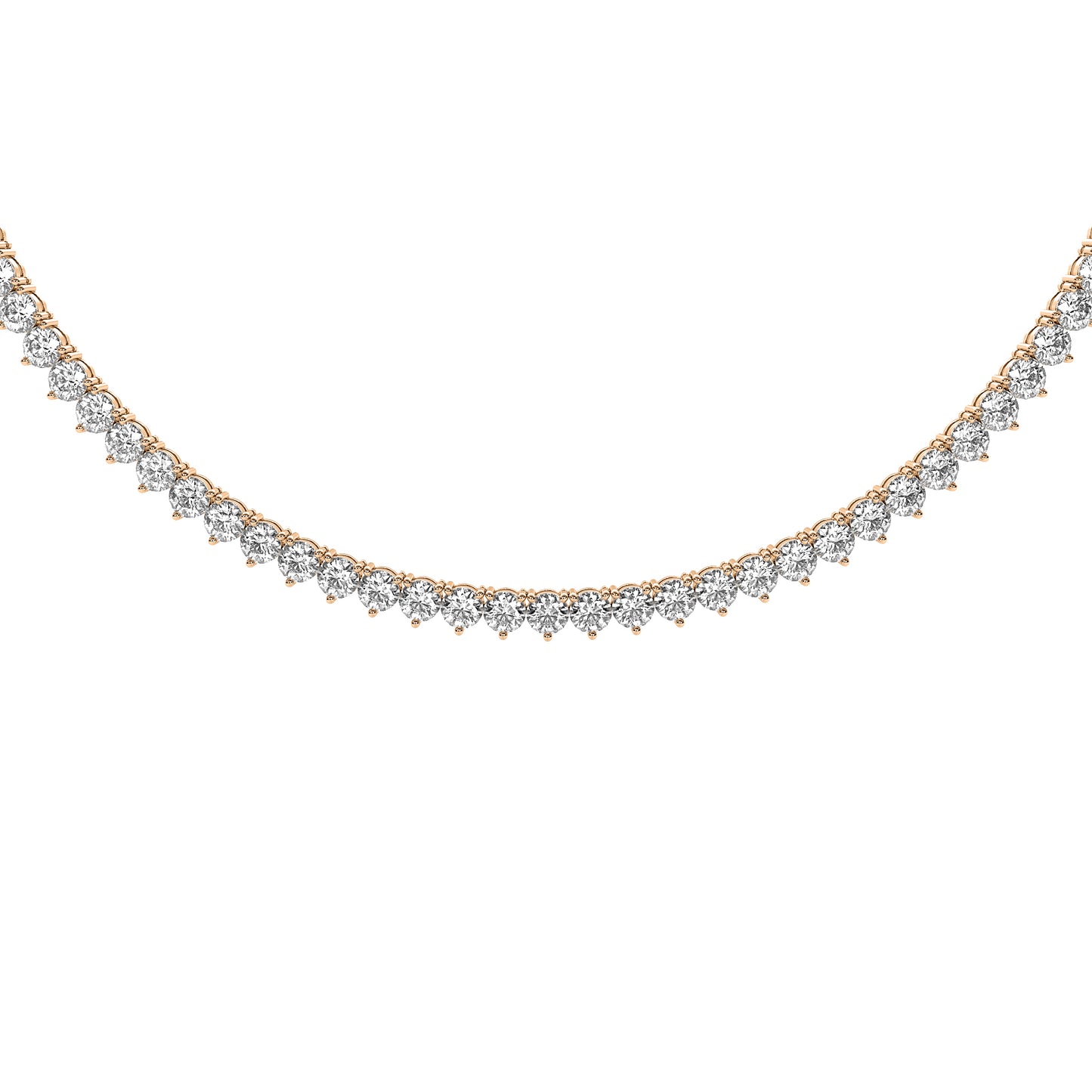 Round Cut Lab Grown Diamond Tennis Necklace in Rose Gold