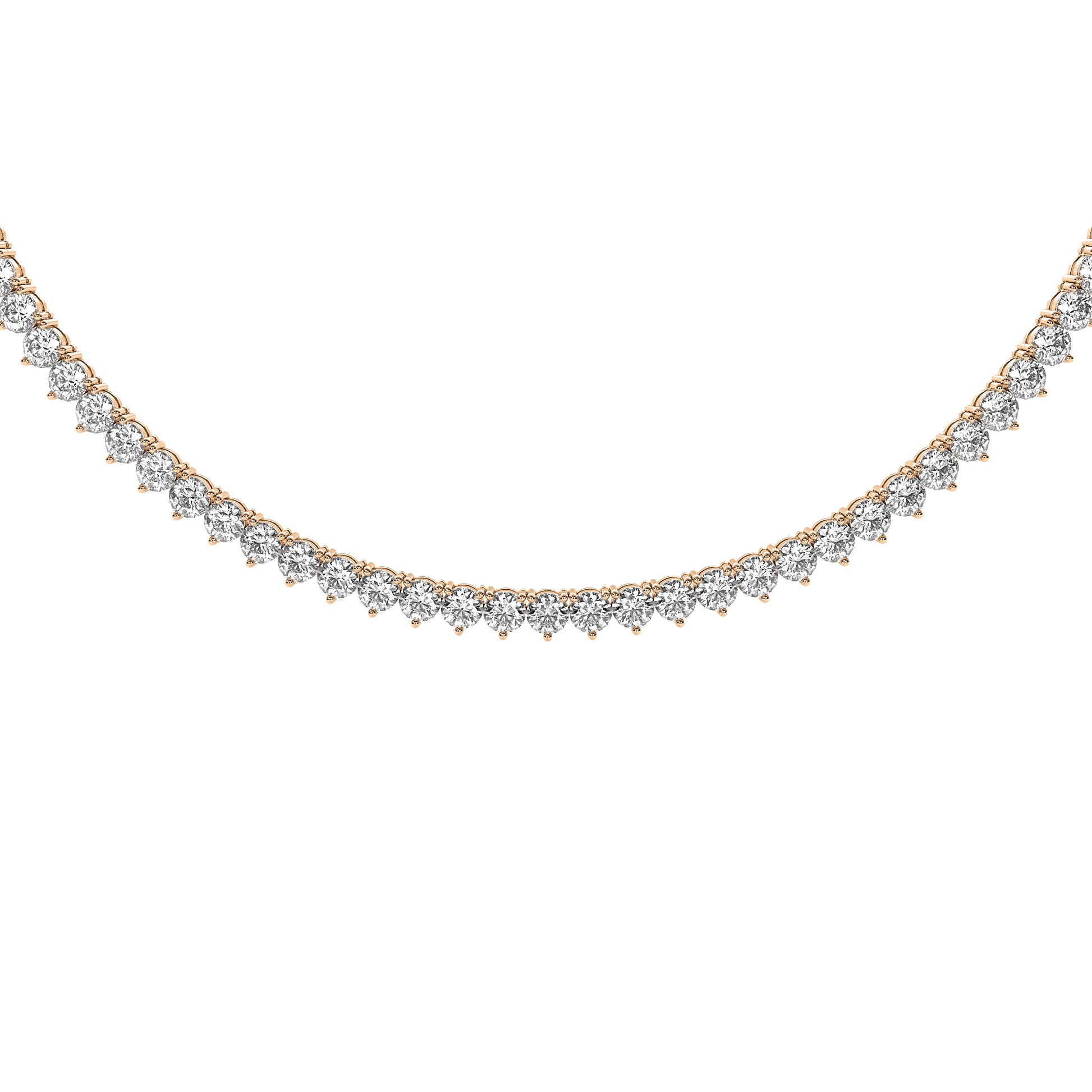 Round Cut Lab Grown Diamond Tennis Necklace in Rose Gold