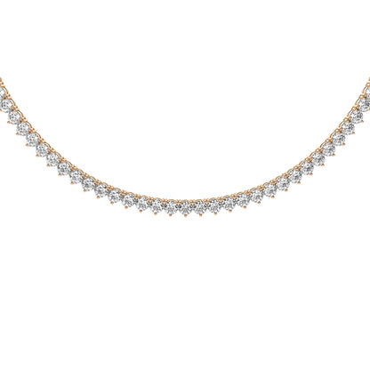 Round Cut Lab Grown Diamond Tennis Necklace in Rose Gold