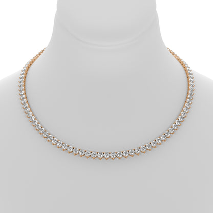 Round Cut Lab Grown Diamond Tennis Necklace in Rose Gold