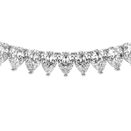 Pear Cut Lab Grown Diamond Tennis Necklace in Platinum