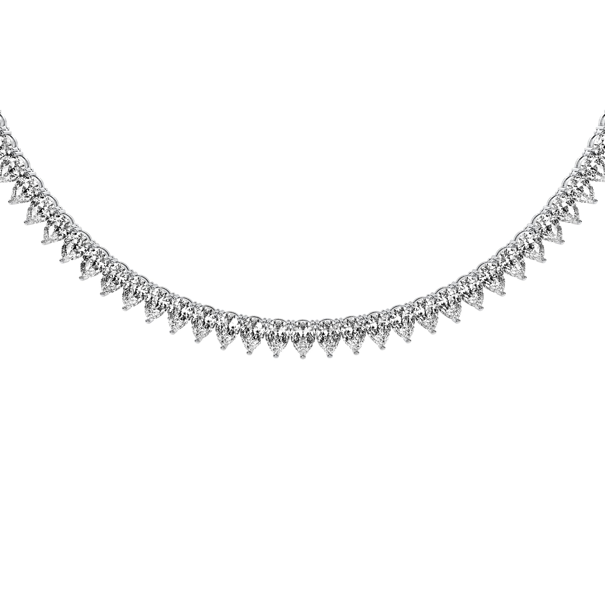 Pear Cut Lab Grown Diamond Tennis Necklace in Platinum