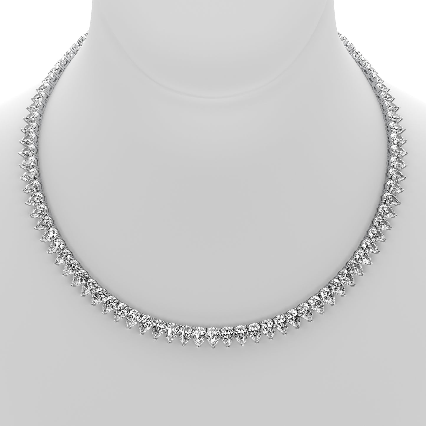 Pear Cut Lab Grown Diamond Tennis Necklace in Platinum