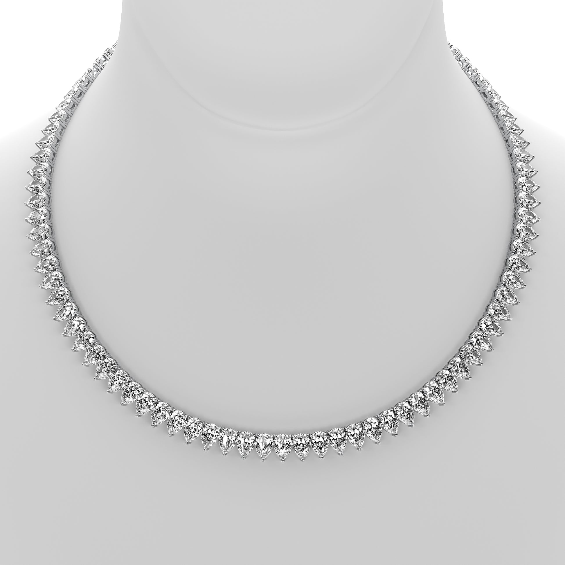 Pear Cut Lab Grown Diamond Tennis Necklace in Platinum