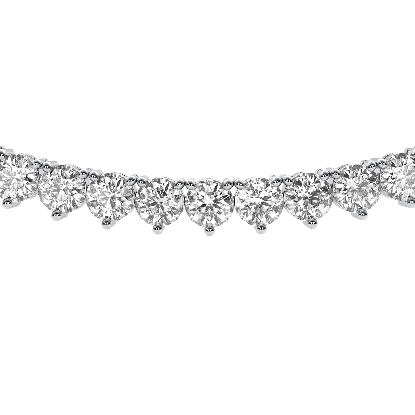 Round Cut Lab Grown Diamond Tennis Necklace in White Gold