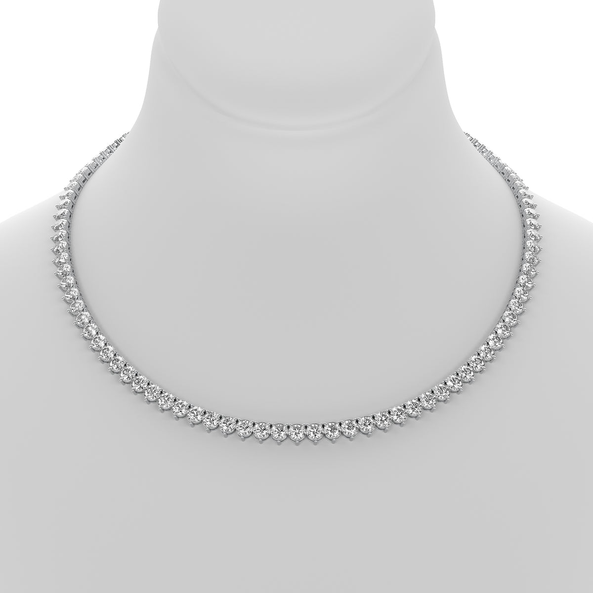Round Cut Lab Grown Diamond Tennis Necklace in White Gold