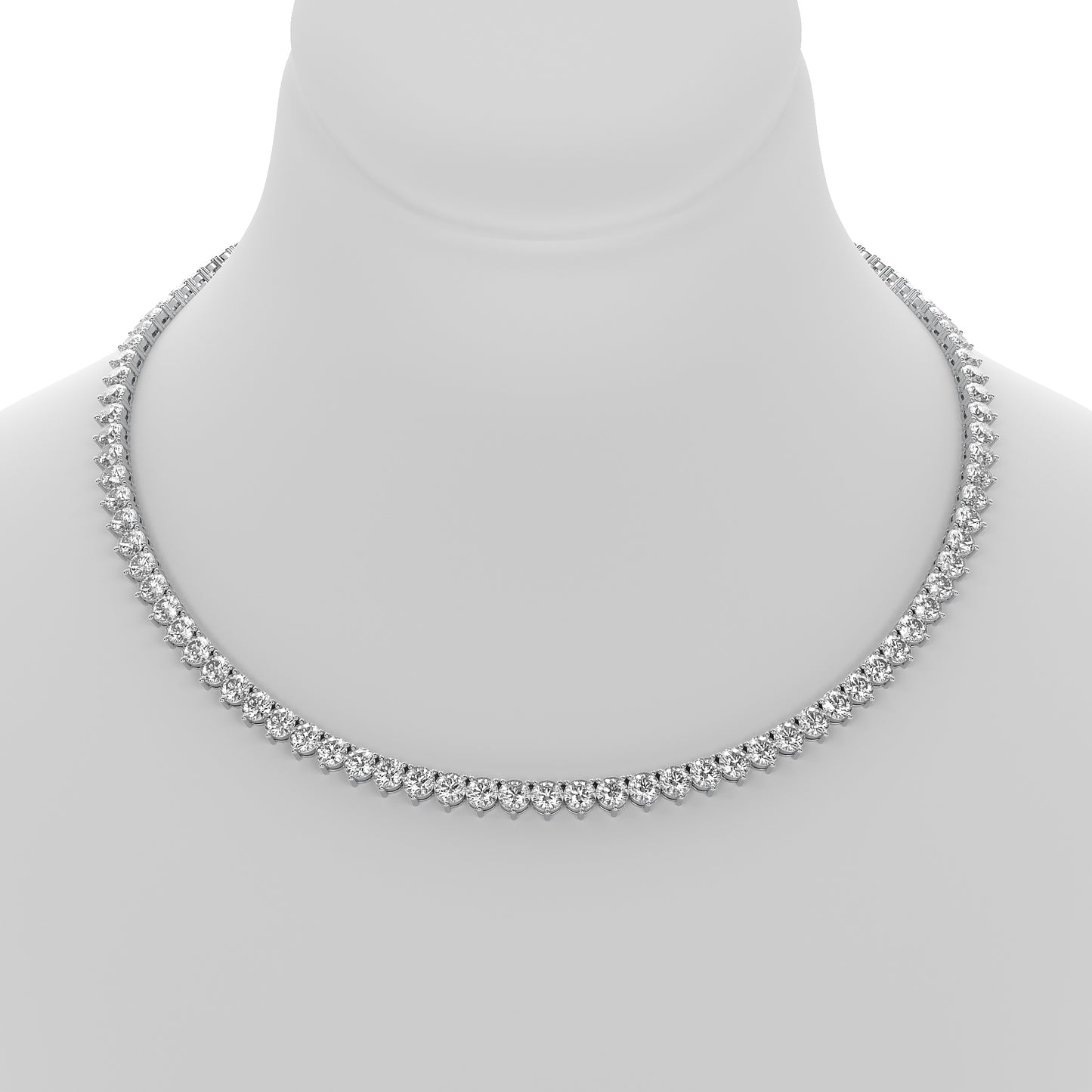 Round Cut Lab Grown Diamond Tennis Necklace in White Gold