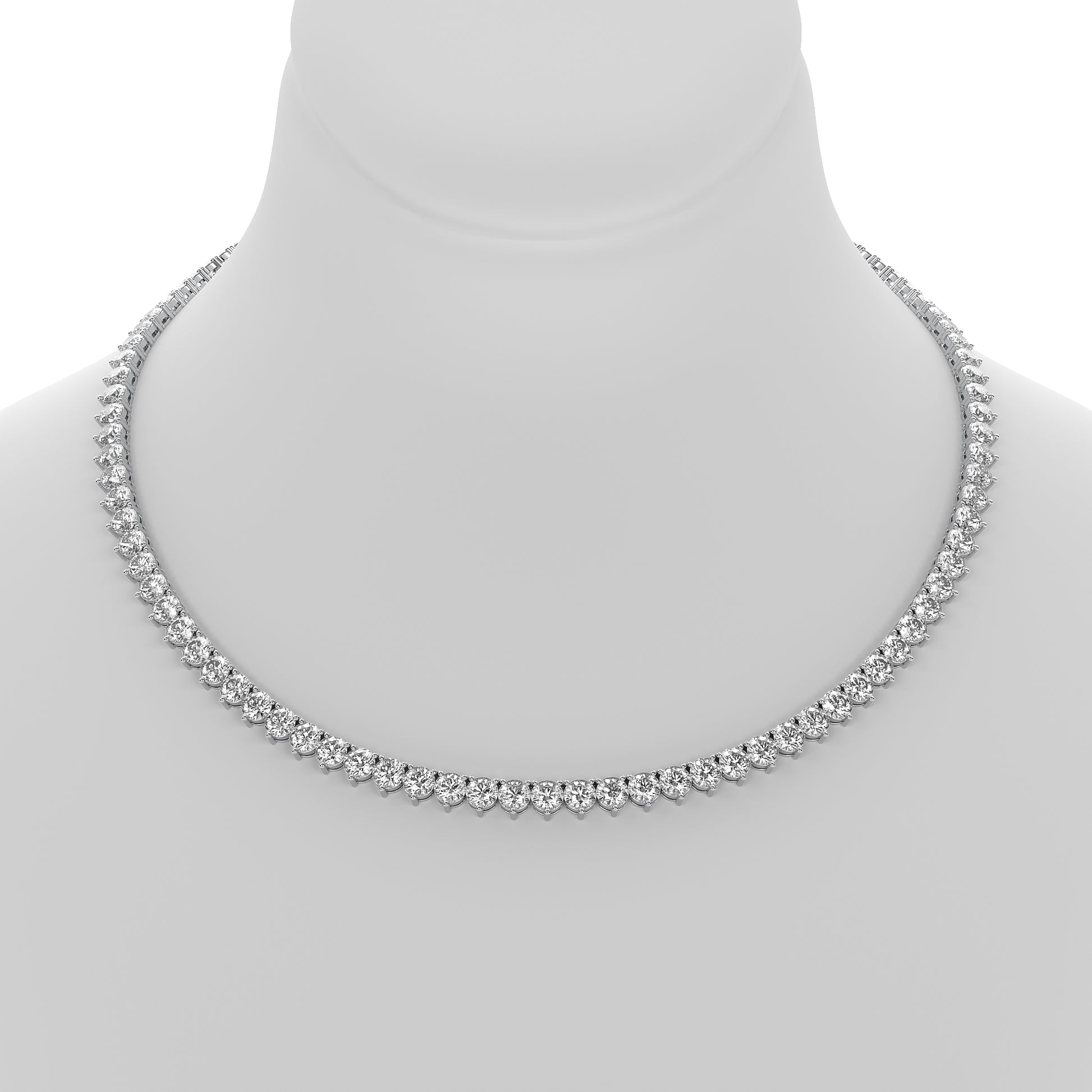 Round Cut Lab Grown Diamond Tennis Necklace in White Gold