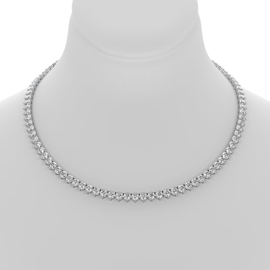 Round Cut Lab Grown Diamond Tennis Necklace in White Gold