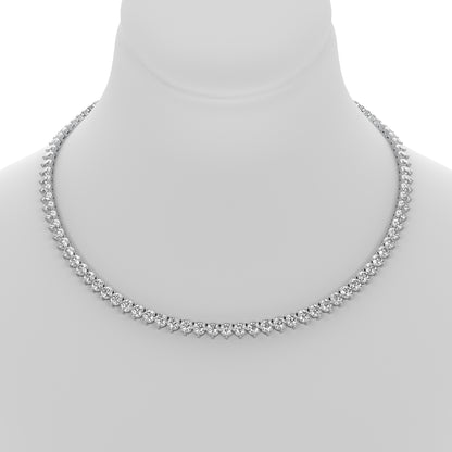 Round Cut Lab Grown Diamond Tennis Necklace in Silver