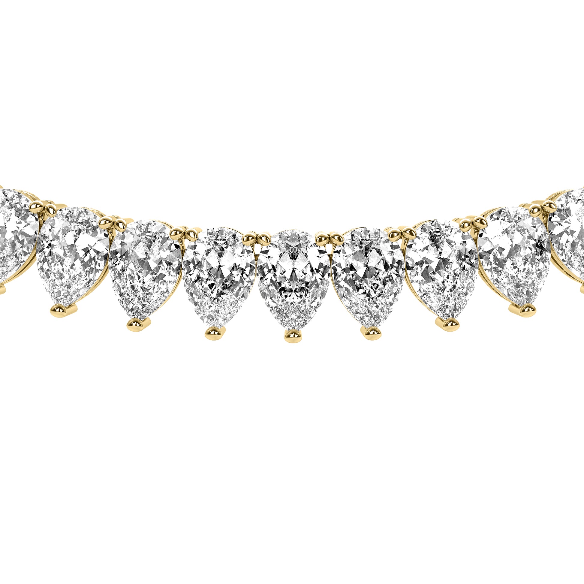 Pear Cut Lab Grown Diamond Tennis Necklace in Yellow Gold