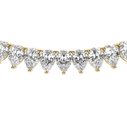 Pear Cut Lab Grown Diamond Tennis Necklace in Yellow Gold
