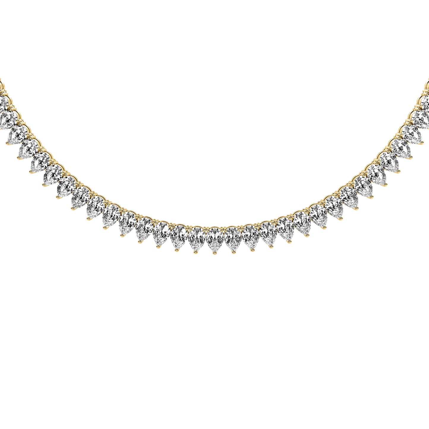 Pear Cut Lab Grown Diamond Tennis Necklace in Yellow Gold
