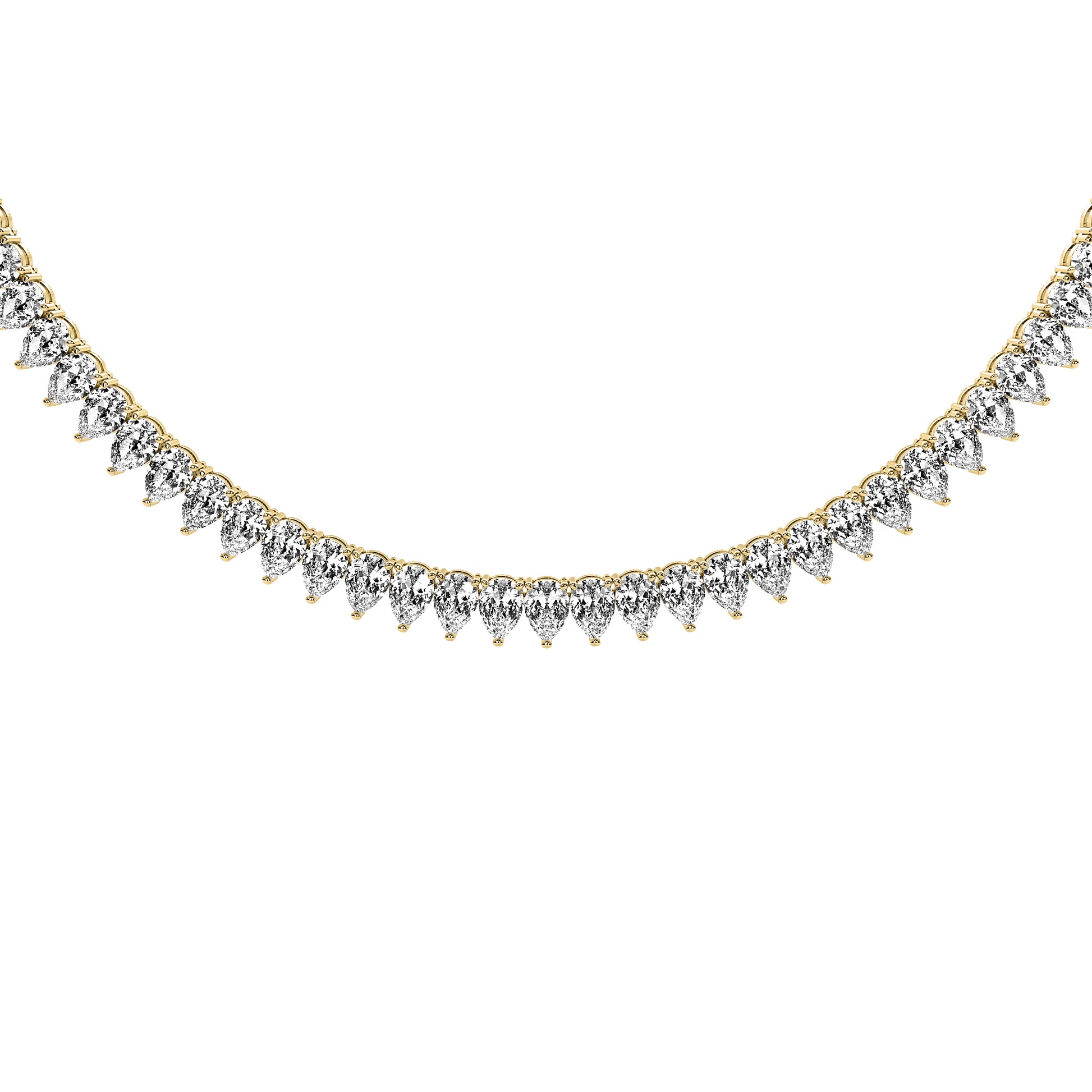 Pear Cut Lab Grown Diamond Tennis Necklace in Yellow Gold