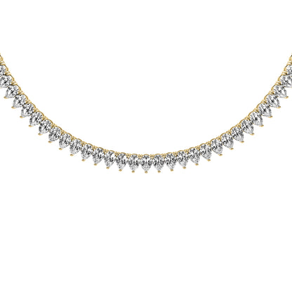 Pear Cut Lab Grown Diamond Tennis Necklace in Yellow Gold