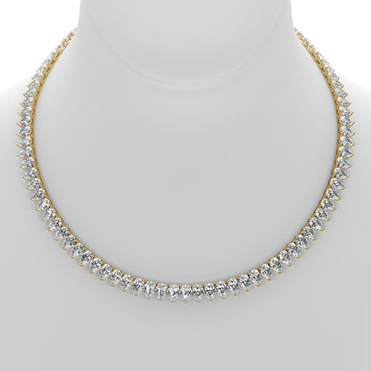 Pear Cut Lab Grown Diamond Tennis Necklace in Yellow Gold