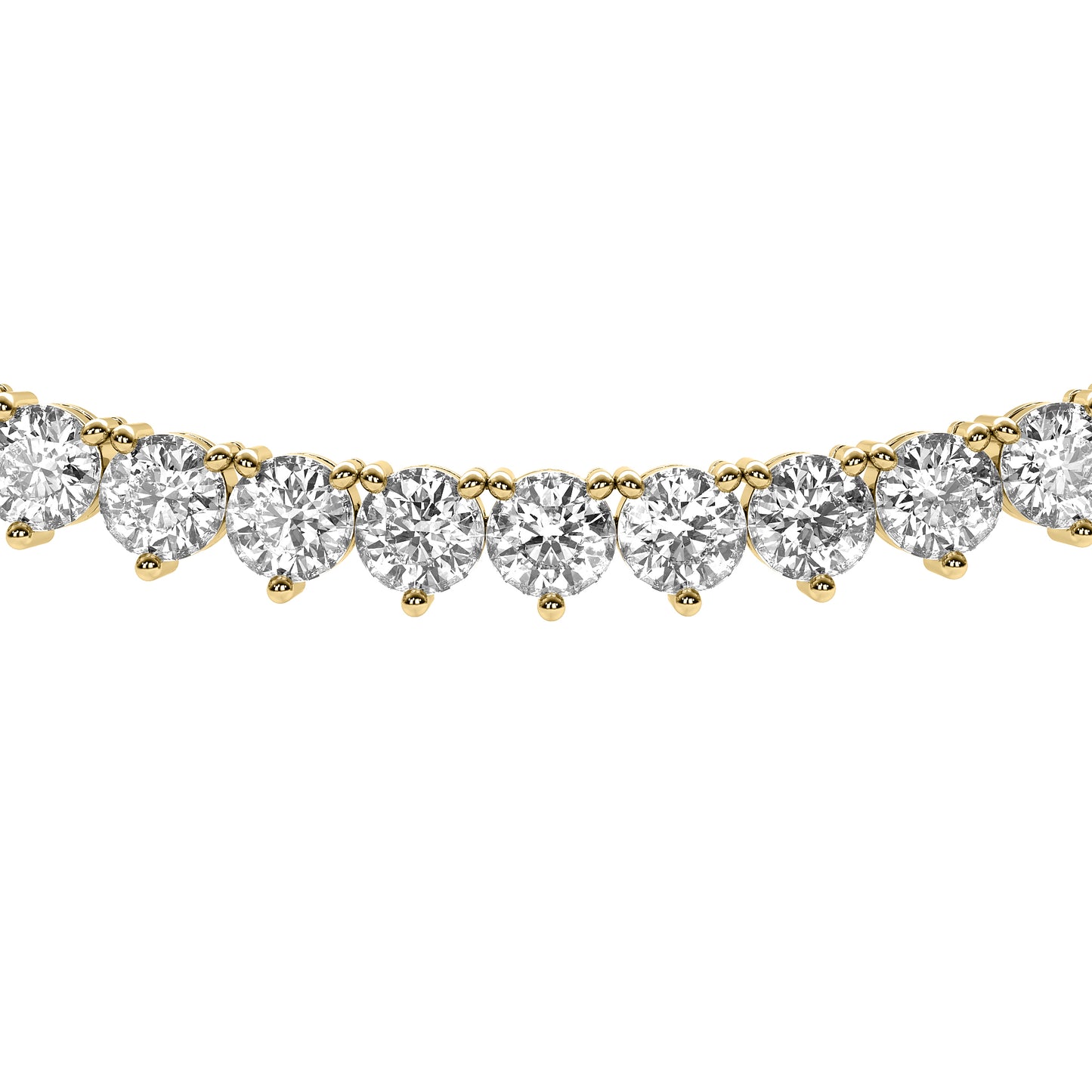 Round Cut Lab Grown Diamond Tennis Necklace in Yellow Gold
