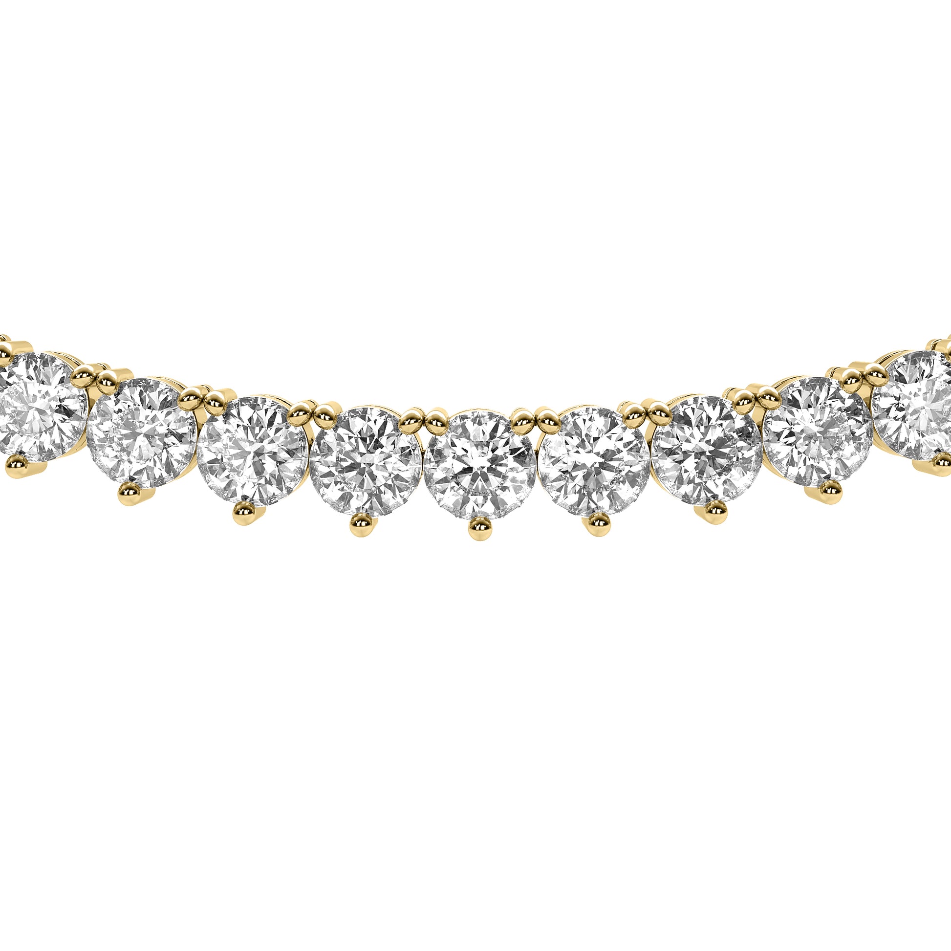 Round Cut Lab Grown Diamond Tennis Necklace in Yellow Gold