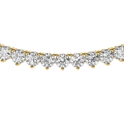 Round Cut Lab Grown Diamond Tennis Necklace in Yellow Gold