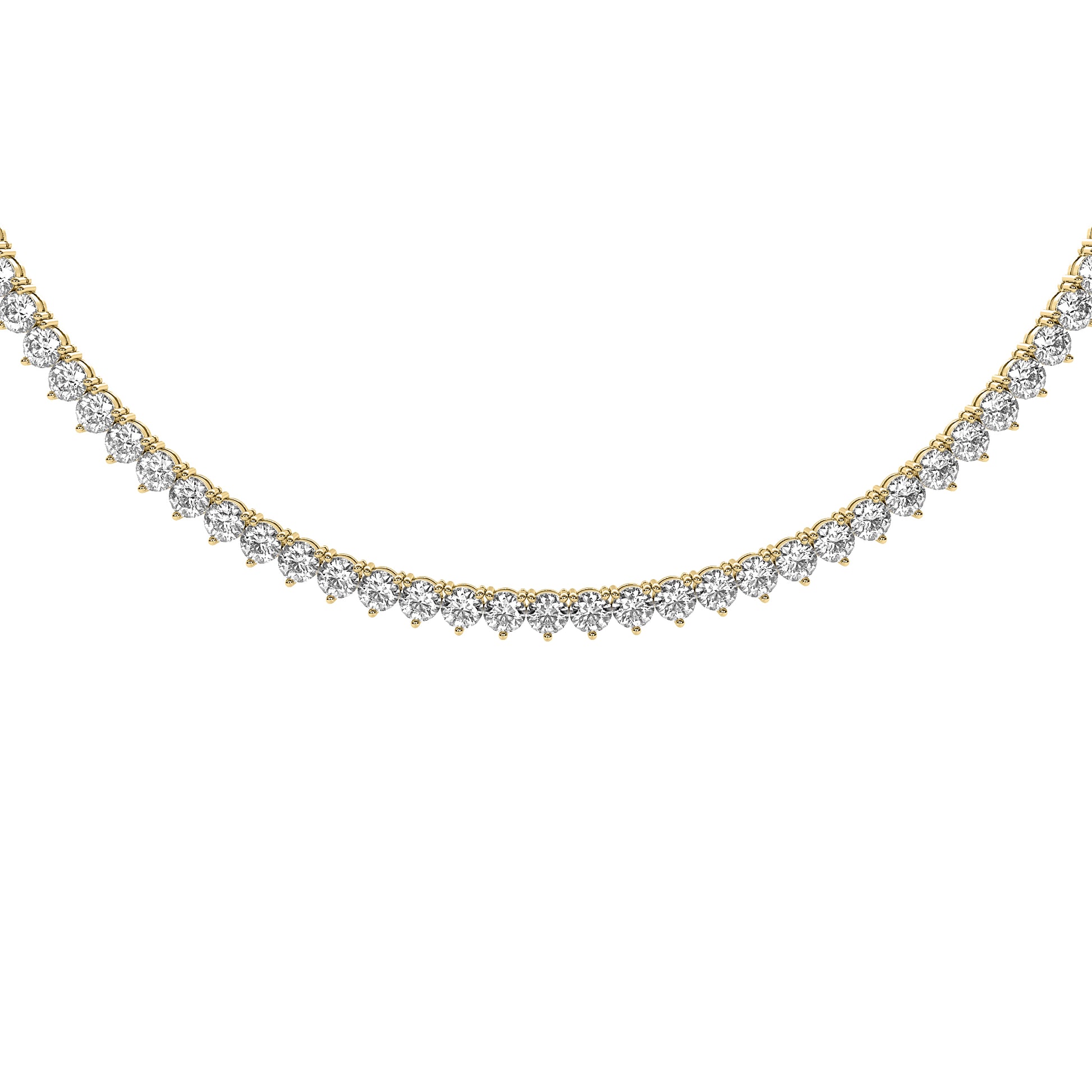 Round Cut Lab Grown Diamond Tennis Necklace in Yellow Gold