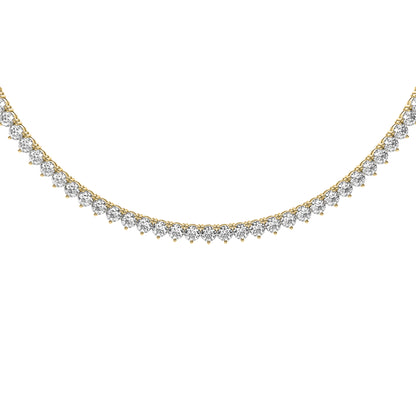 Round Cut Lab Grown Diamond Tennis Necklace in Yellow Gold