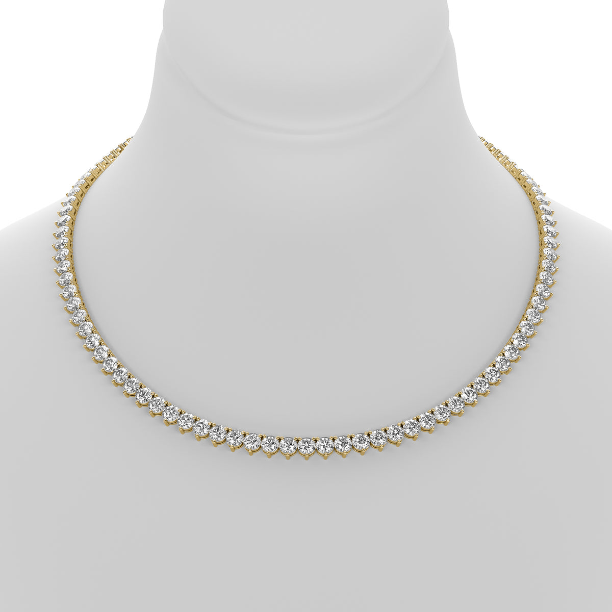 Round Cut Lab Grown Diamond Tennis Necklace in Yellow Gold