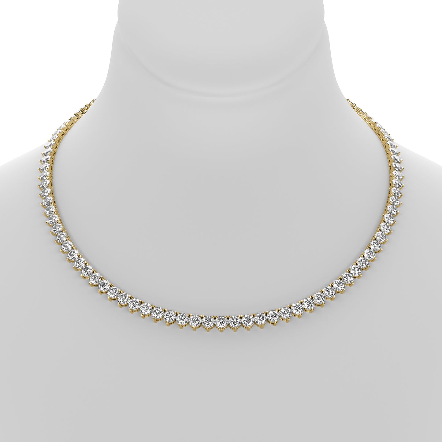 Round Cut Lab Grown Diamond Tennis Necklace in Yellow Gold