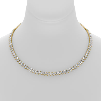 Round Cut Lab Grown Diamond Tennis Necklace in Yellow Gold