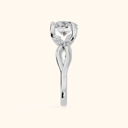Luna Glow Twisted Heart Diamond Engagement Ring in Platinum - SideView