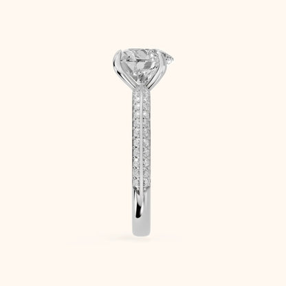 Meredith Knife Edge Pavé Heart Diamond Engagement Ring in White Gold - SideView.webp