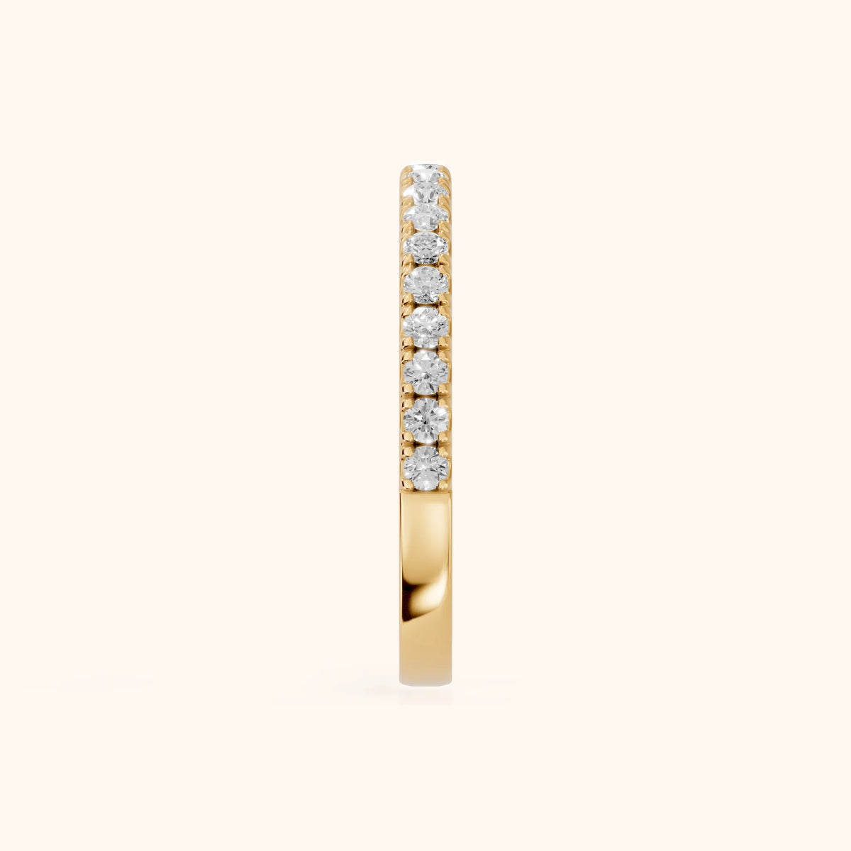 Lisette Pavé Round Diamond Half Eternity Band in Yellow Gold - SideView