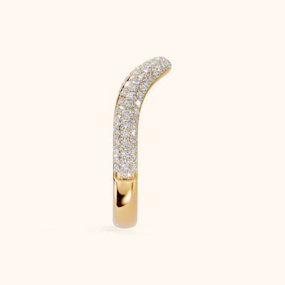 Alicia Curved Micropavé Round Diamond Half Eternity Band in Yellow Gold - SideView